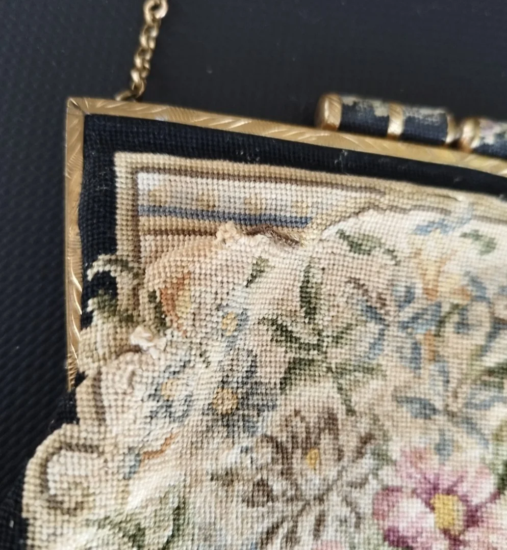 Театральная сумочка антик Франция Petit Point микр - миниатюра 4