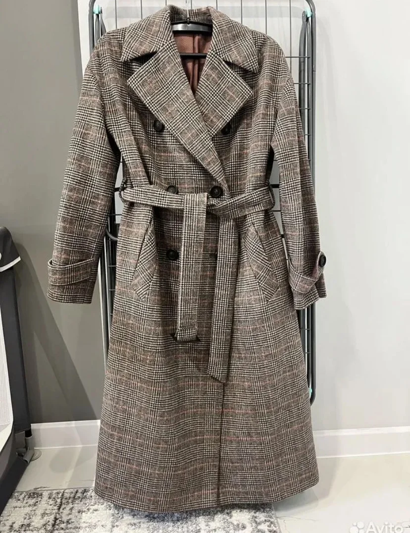 Пальто женское oversized коричневое - миниатюра 5