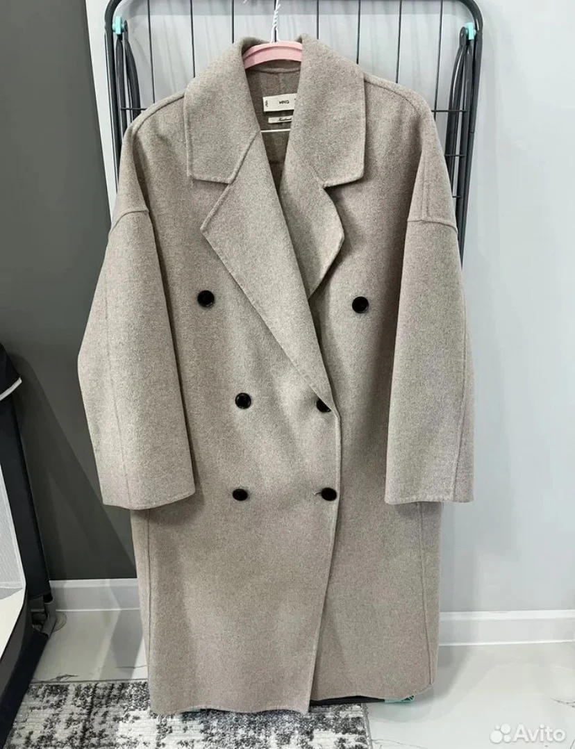 Пальто женское oversized коричневое - миниатюра 6