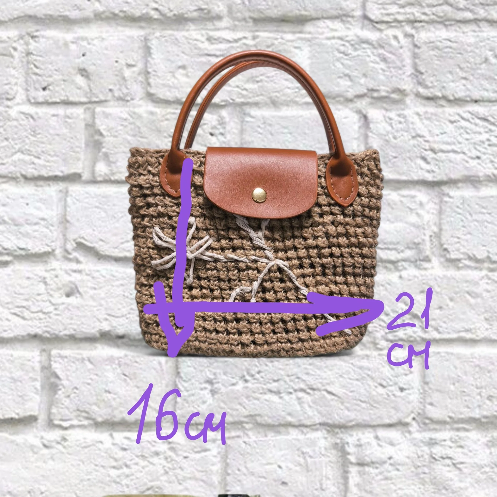 Сумка из джута ручной работы в стиле Longchamp (новая) - миниатюра 2