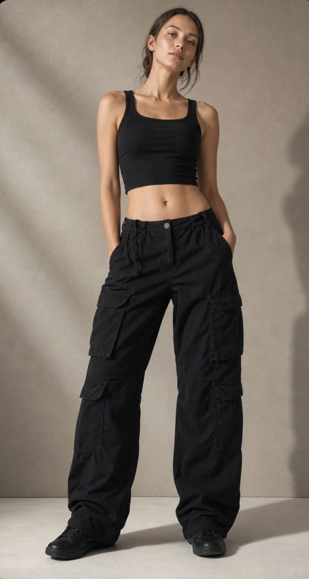 Брюки карго Bershka женские Straight Multicargo - миниатюра 4