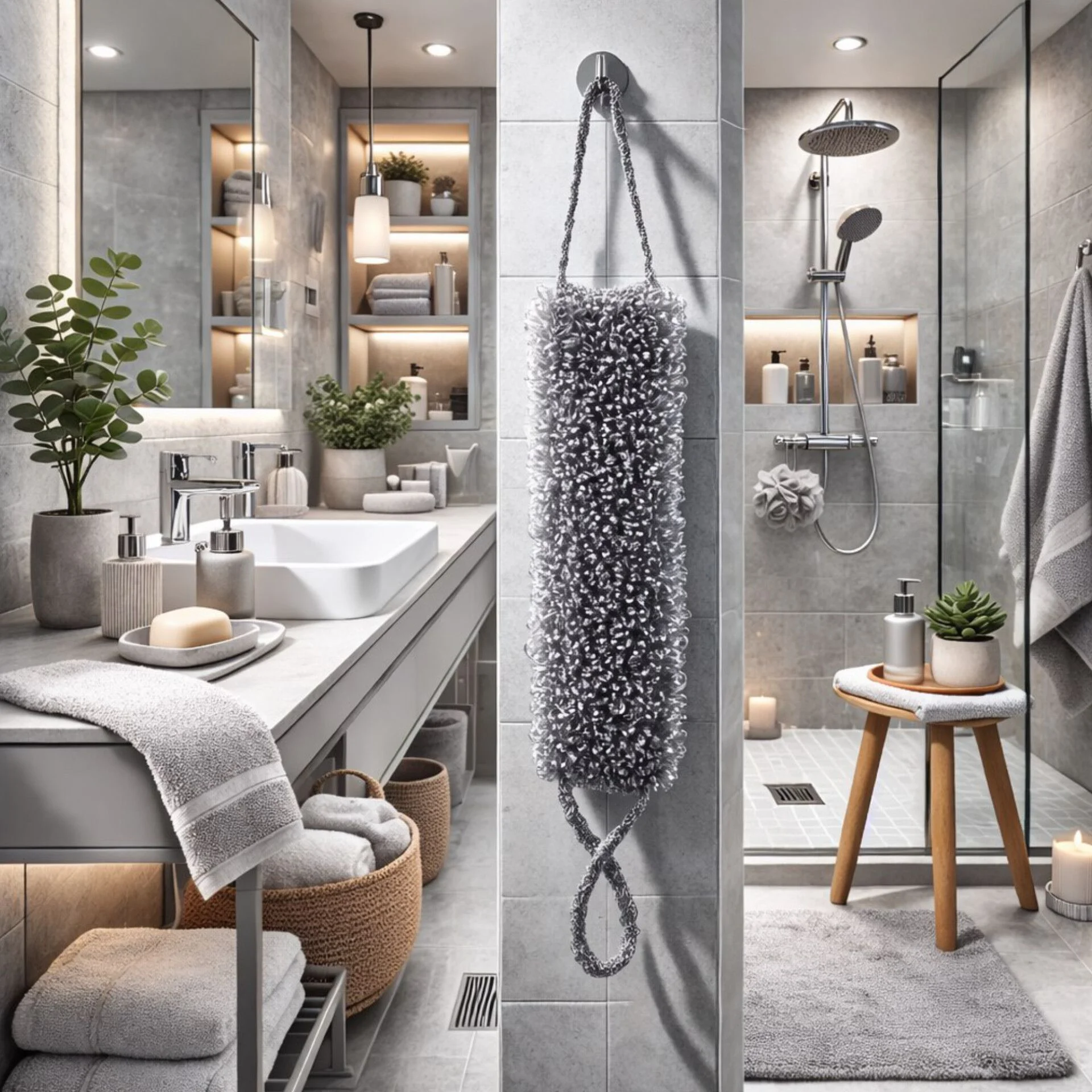 Стильная мочалка ручной работы серая - изображение 1