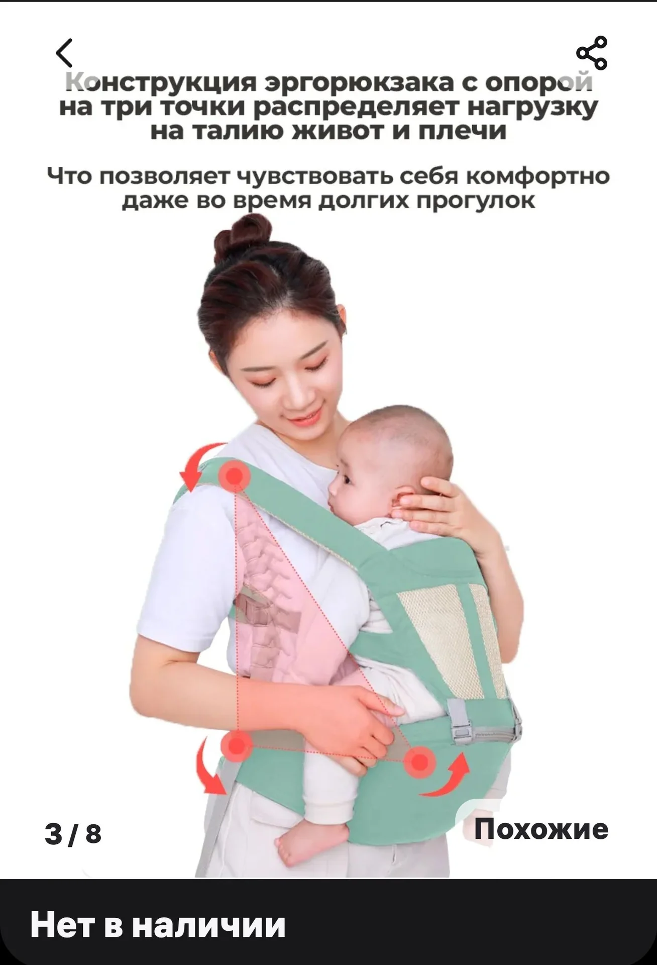 Эргорюкзак хипсит для новорождённых - миниатюра 4