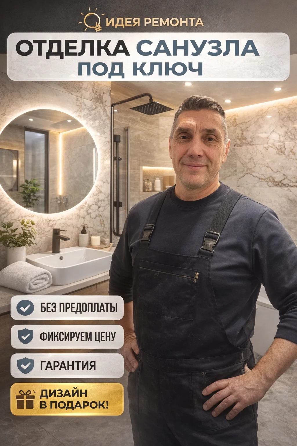 Ремонт ванной и туалета под ключ