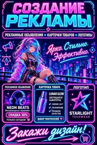 Рекламные объявления логотипы карточки товаров
