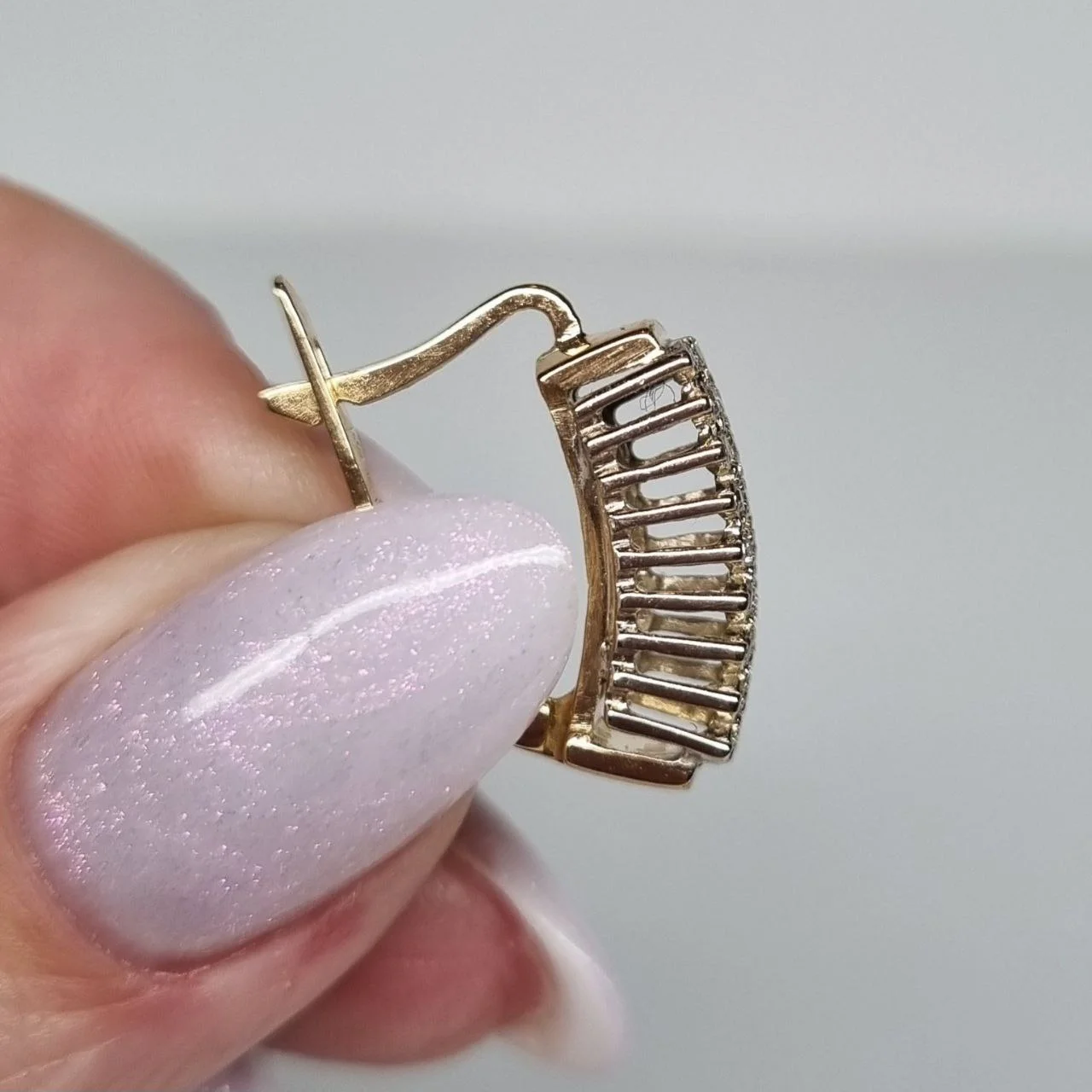 Золотые серьги 585* и 500* пробы с бриллиантами 0,43ct. Золото желтое, проба Россия - миниатюра 3
