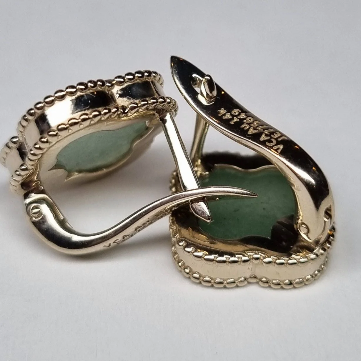 Золотые серьги в стиле "VAN CLEEF" 585* пробы с агатами. - миниатюра 6