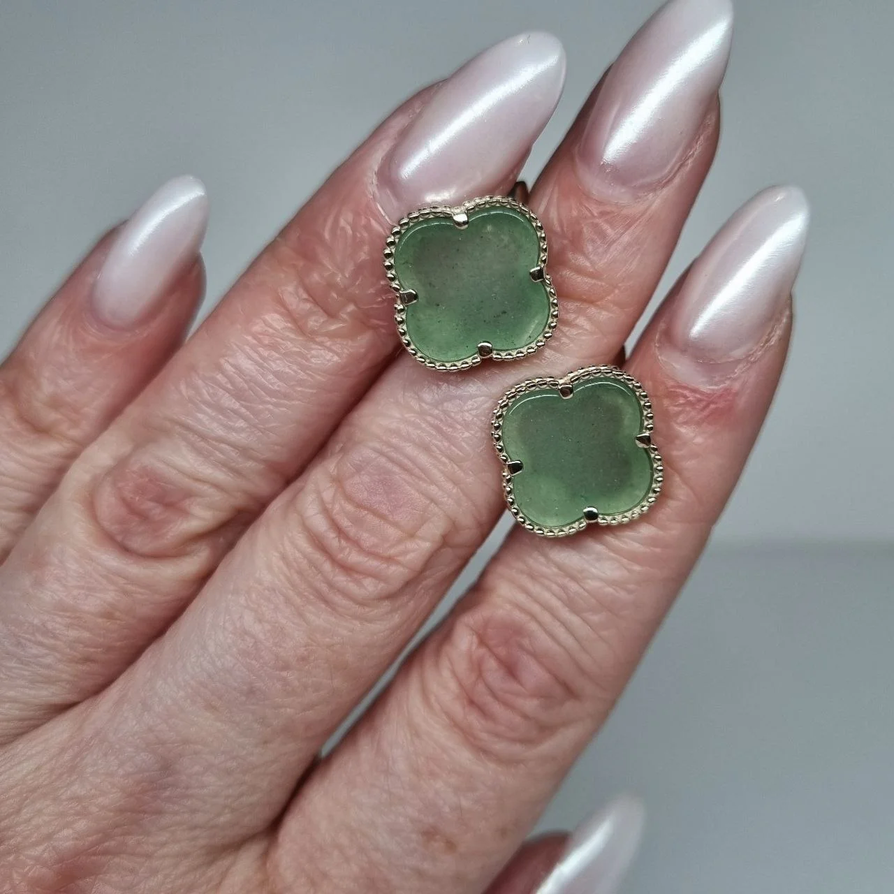 Золотые серьги в стиле "VAN CLEEF" 585* пробы с агатами. - миниатюра 8