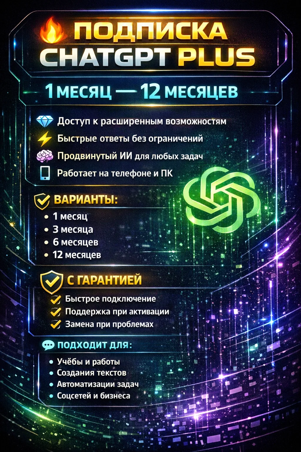 🔥 Подписка ChatGPT Plus - изображение 1