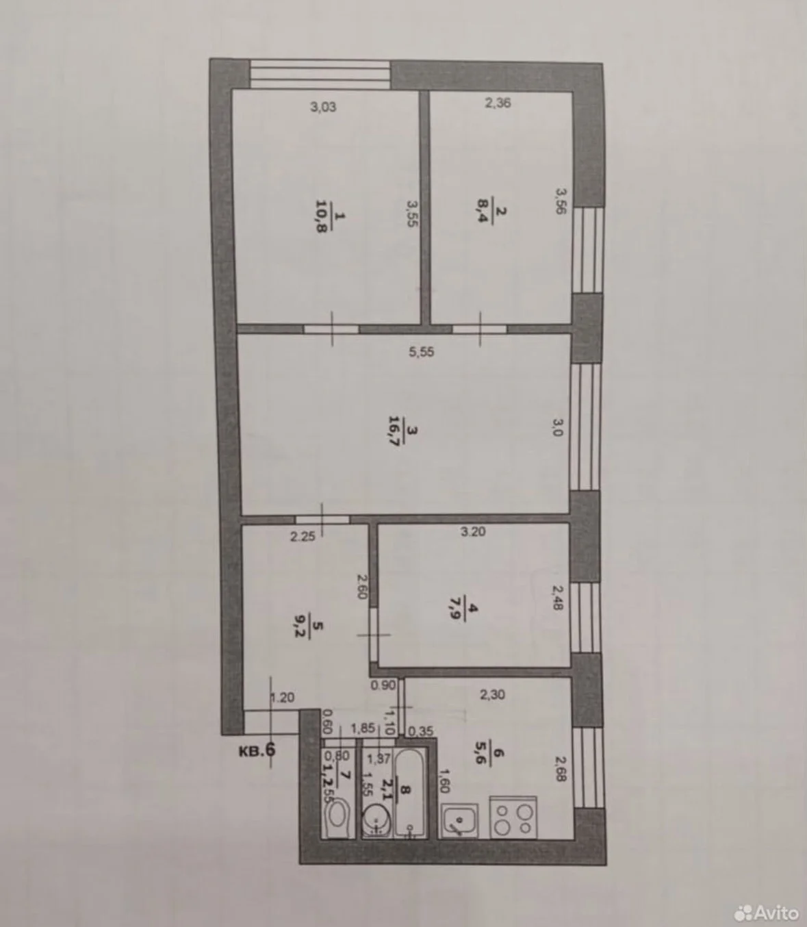 4-к. Квартира 62м - миниатюра 2