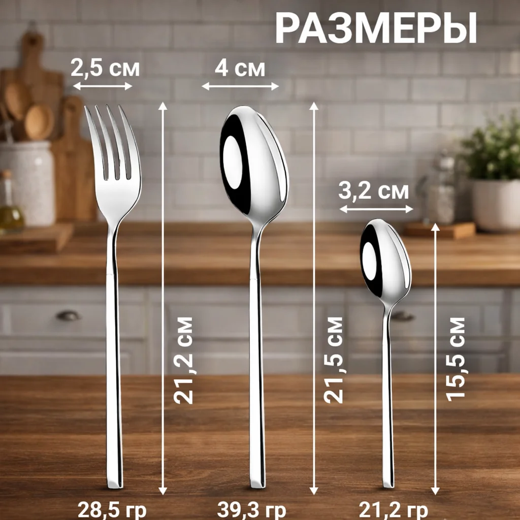 Набор нержавеющих столовых приборов (18 предметов) - миниатюра 3