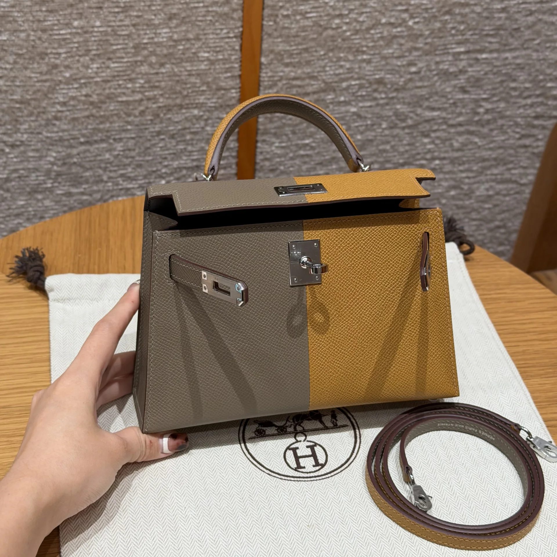 Сумка Hermès Mini Kelly 2 Etoupe & Sesame - миниатюра 3