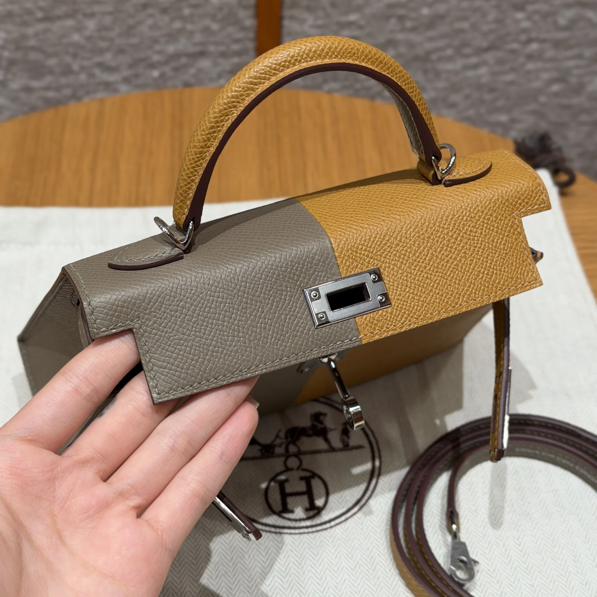 Сумка Hermès Mini Kelly 2 Etoupe & Sesame - миниатюра 6