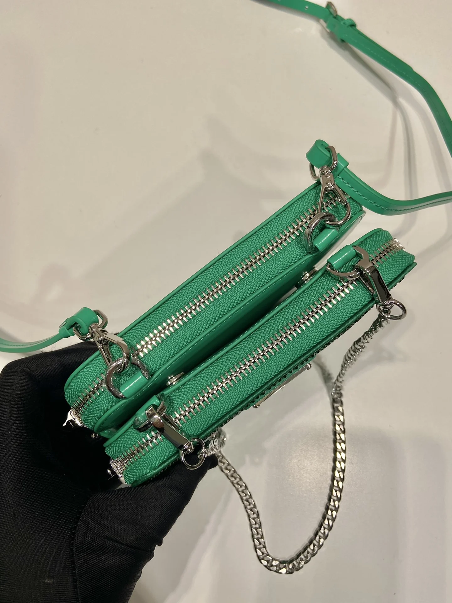 Сумка Prada Triangle Embellished Mini Pouch - миниатюра 8