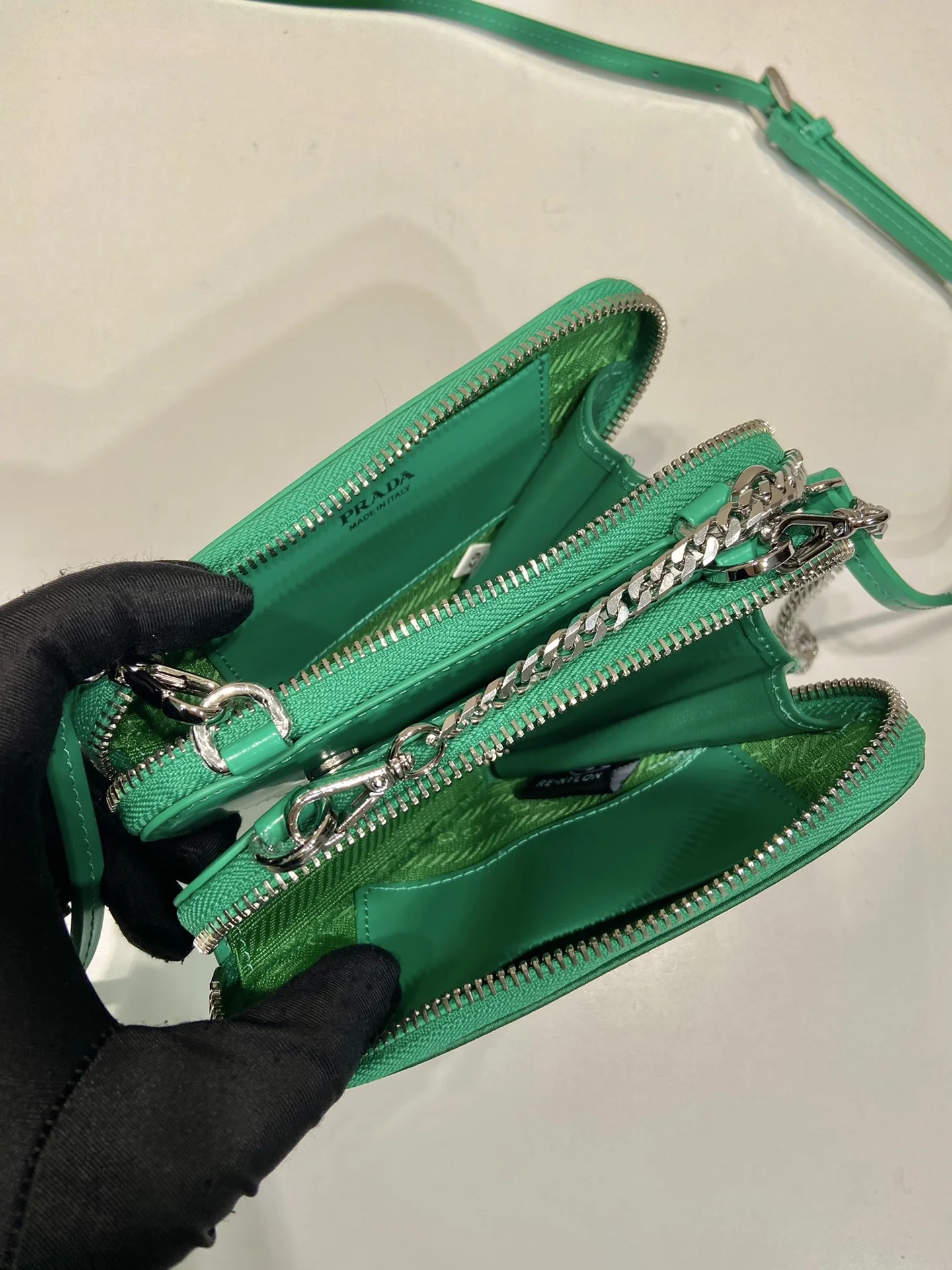 Сумка Prada Triangle Embellished Mini Pouch - миниатюра 9
