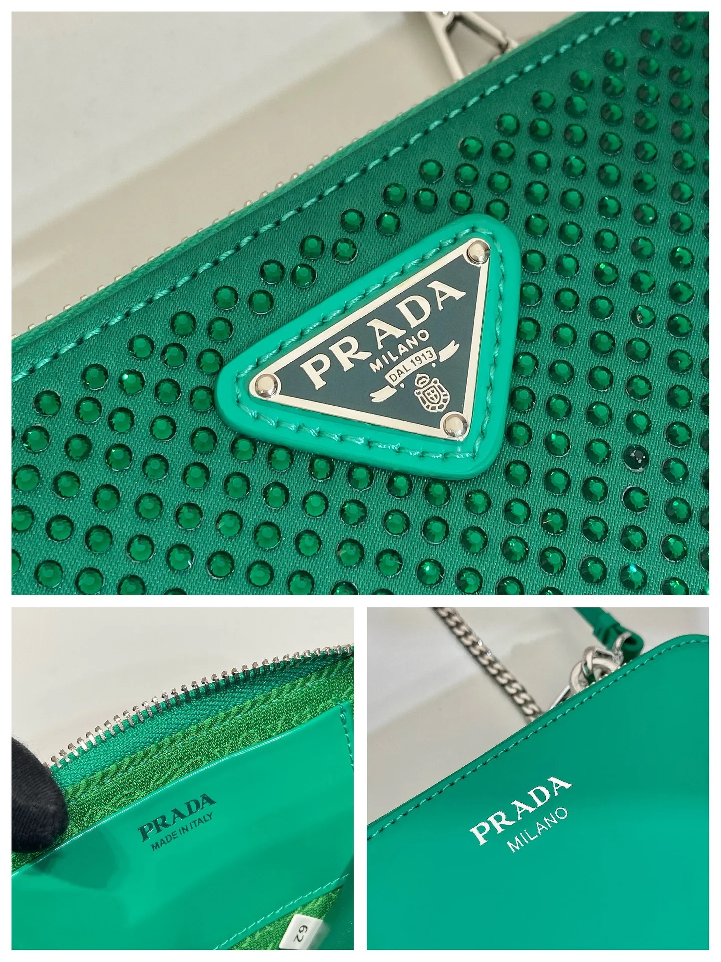Сумка Prada Triangle Embellished Mini Pouch - миниатюра 10