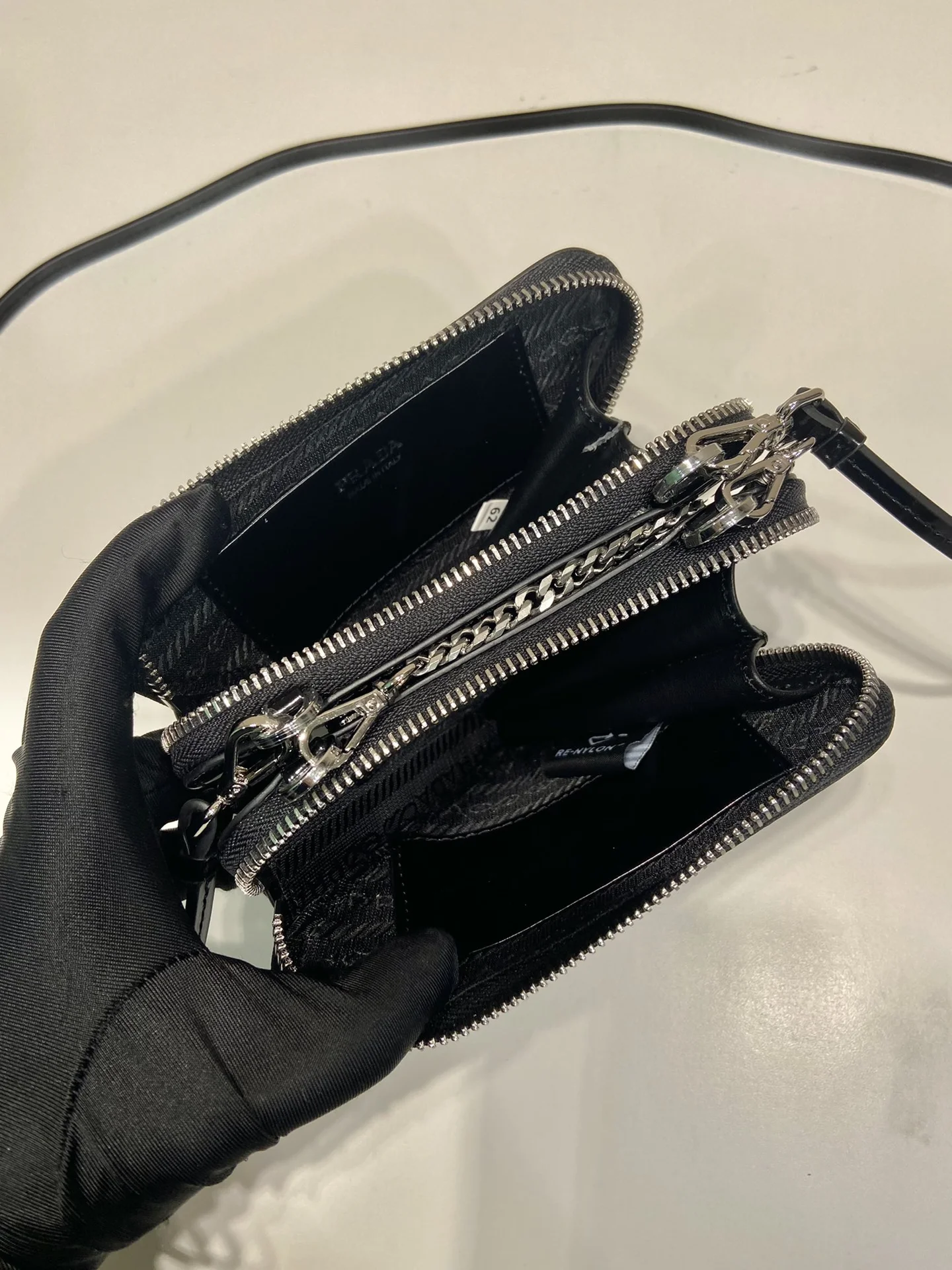 Сумка Prada Triangle Embellished Mini Pouch - миниатюра 17