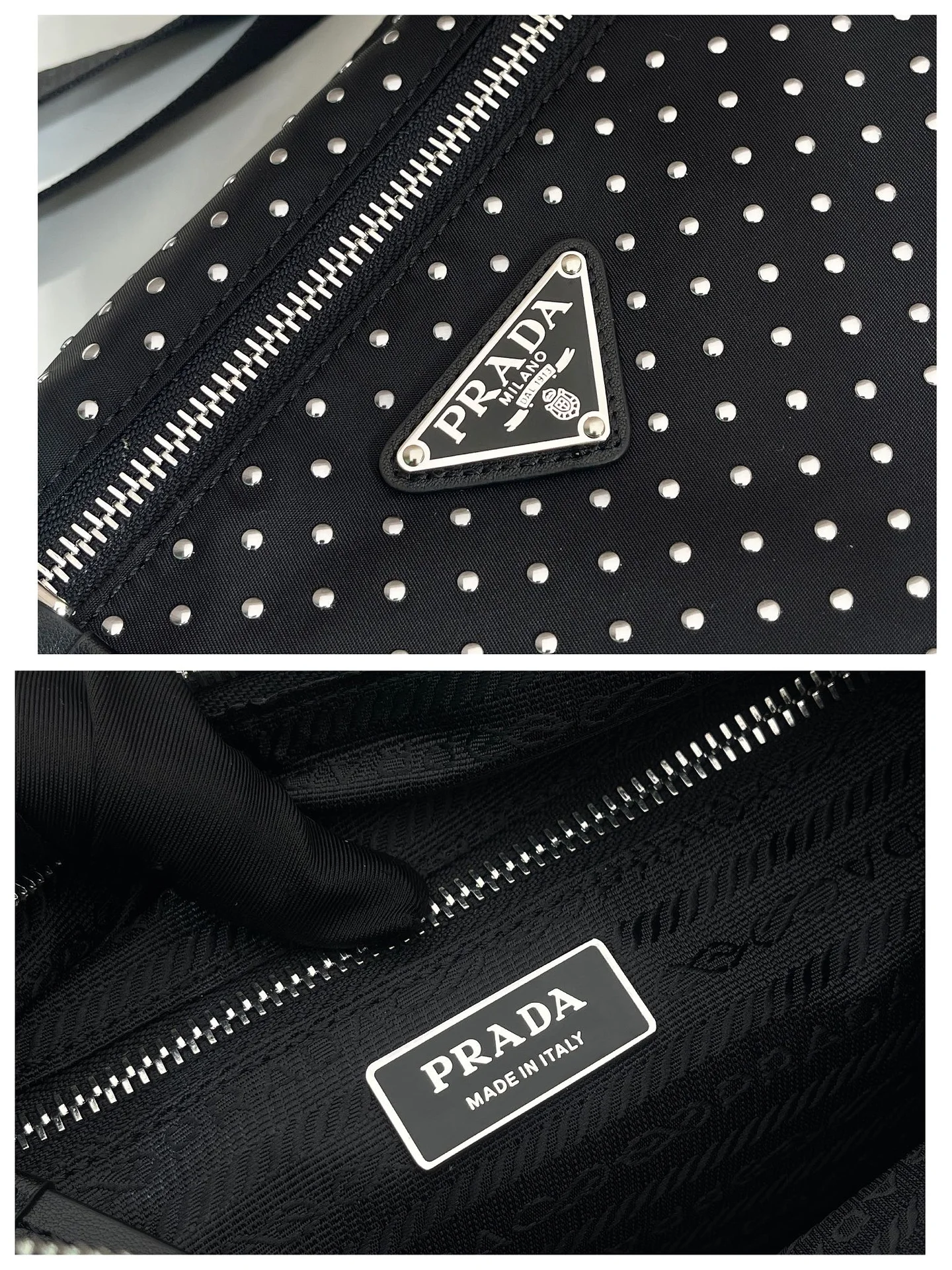 Сумка Prada Studded Re-Nylon Shoulder Bag - миниатюра 9