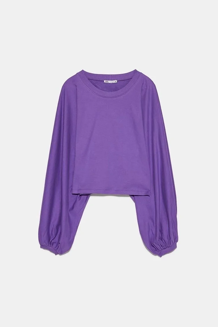 Укороченный свитшот Zara с рукавами-баллонами - миниатюра 2