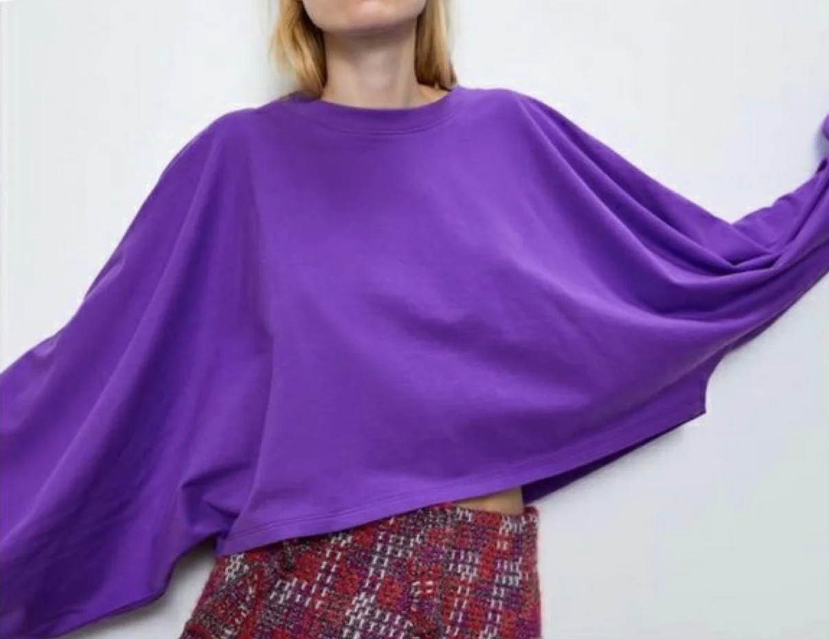 Укороченный свитшот Zara с рукавами-баллонами - миниатюра 3