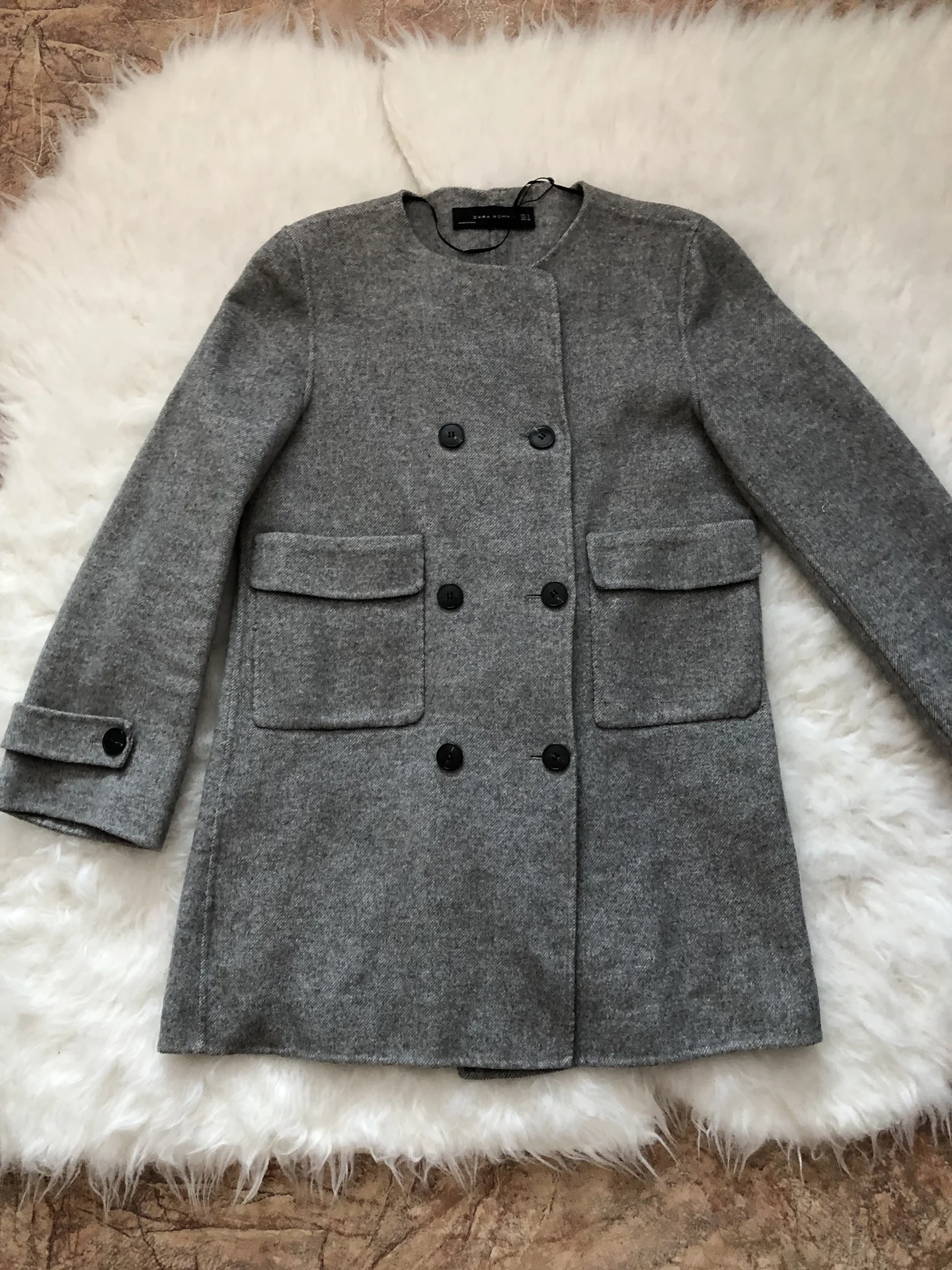 Серое шерстяное пальто zara cos other stories - миниатюра 3