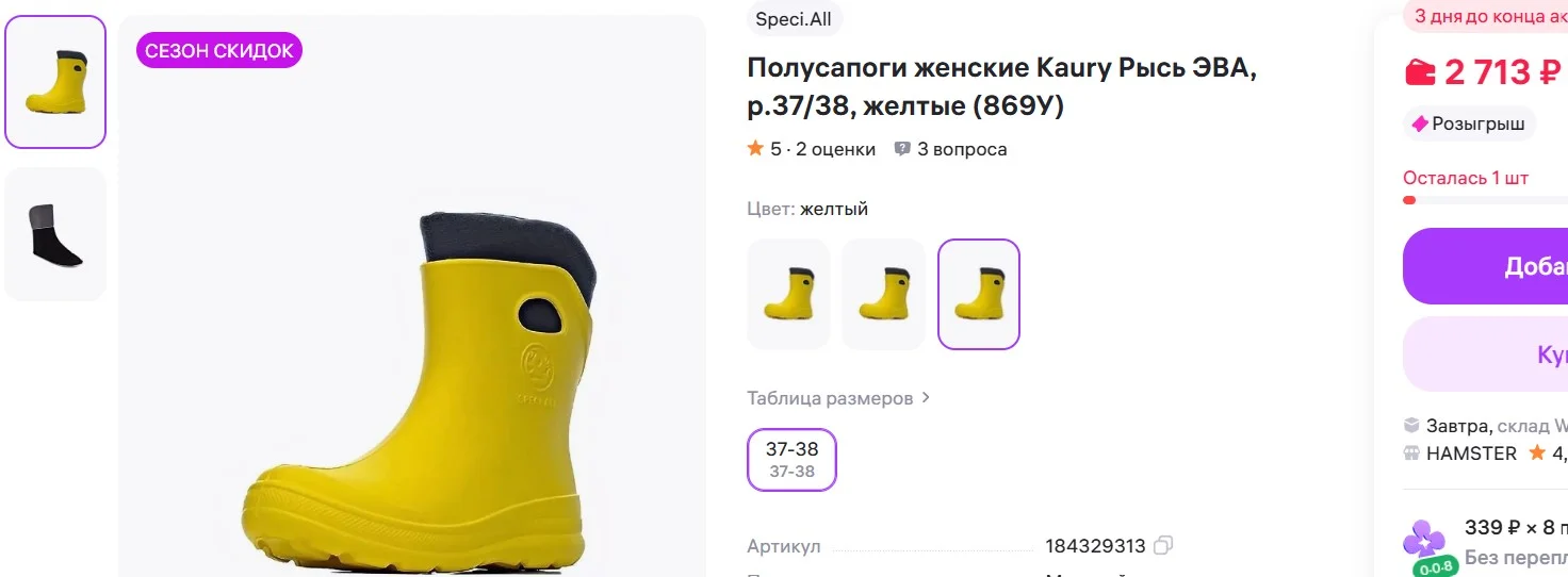 Сапоги Каури ЭВА 36 37 с вкладышем - миниатюра 2