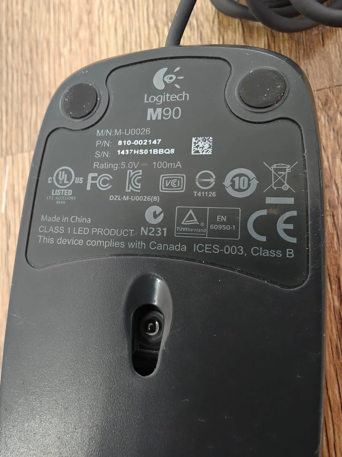 Мышь Logitech М90 , длинный провод 1,8 м - миниатюра 8