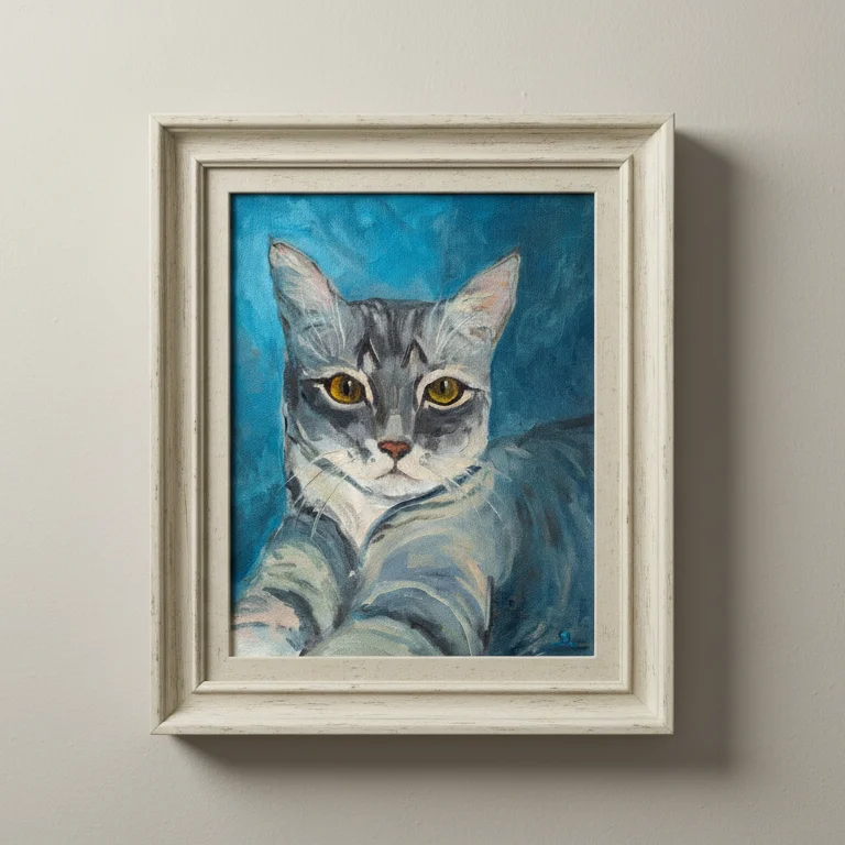 Живопись маслом, кошка, 24х30 см - миниатюра 3