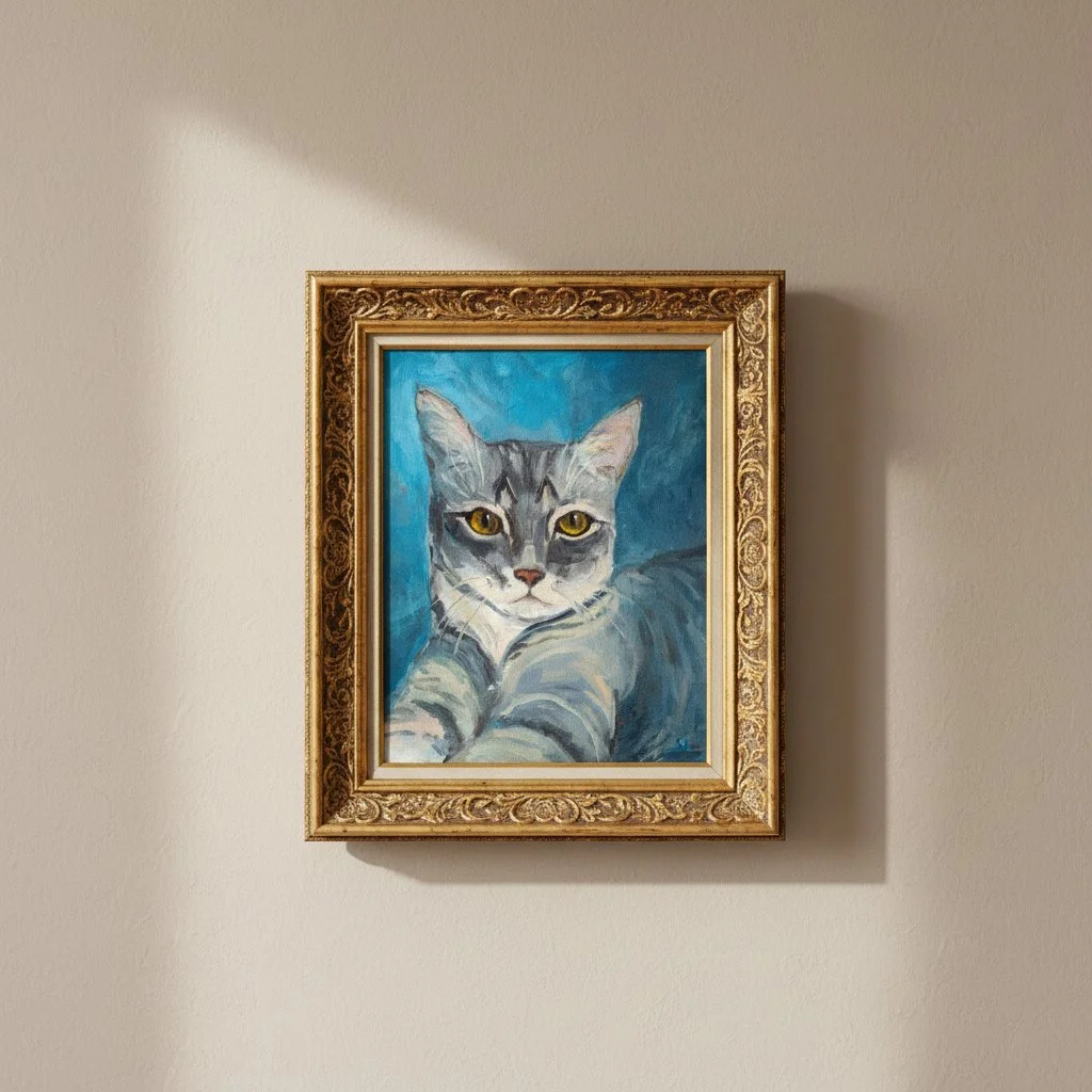 Живопись маслом, кошка, 24х30 см - миниатюра 4