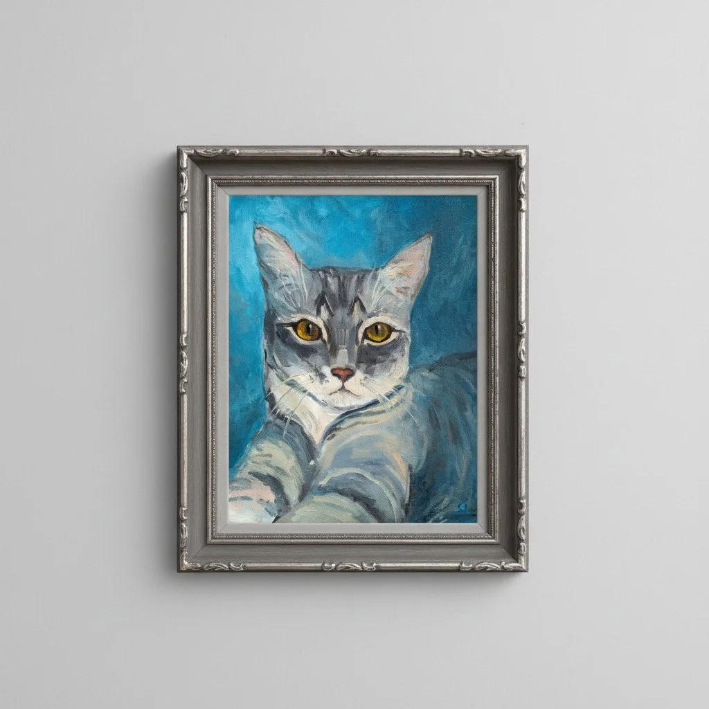 Живопись маслом, кошка, 24х30 см - миниатюра 5