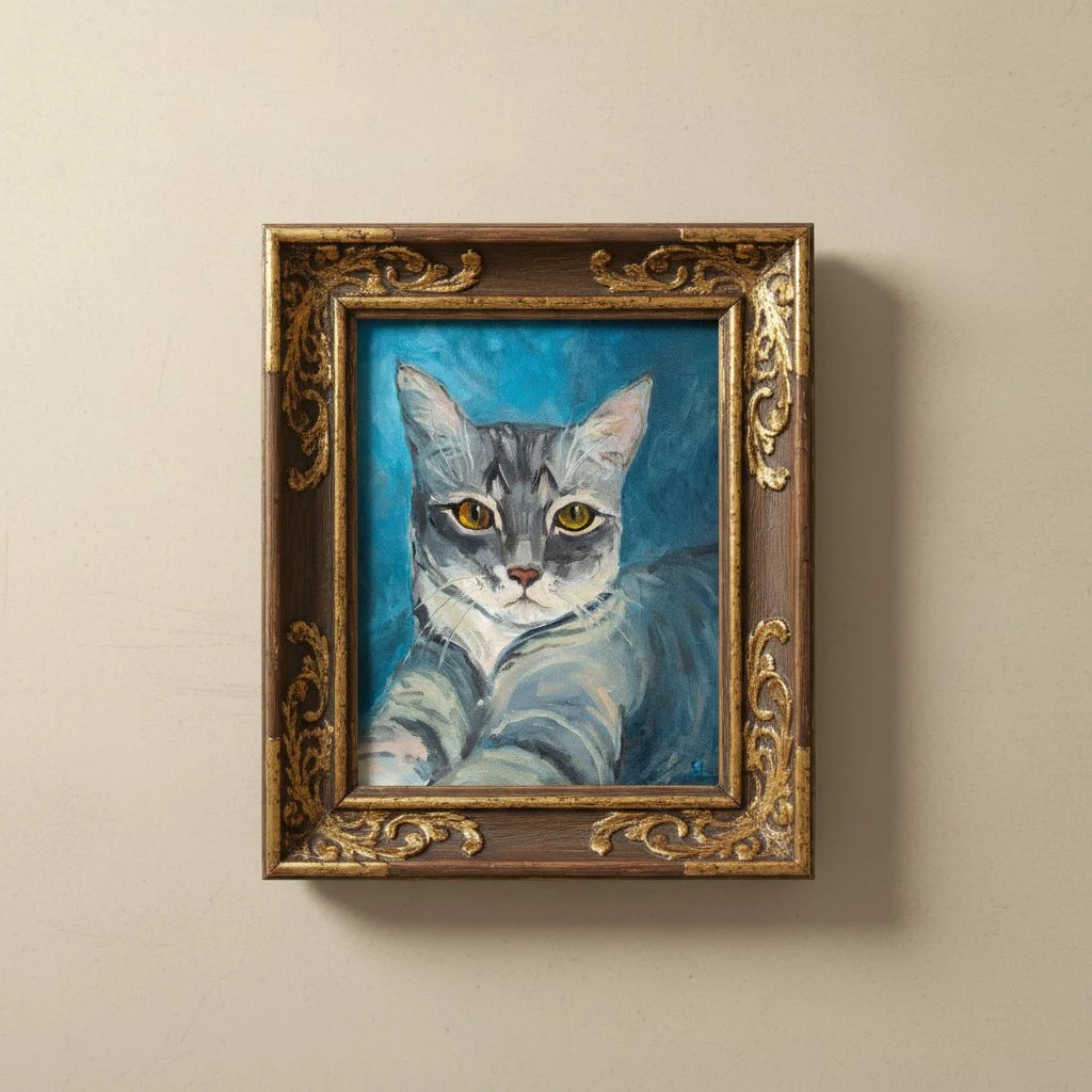 Живопись маслом, кошка, 24х30 см - миниатюра 6