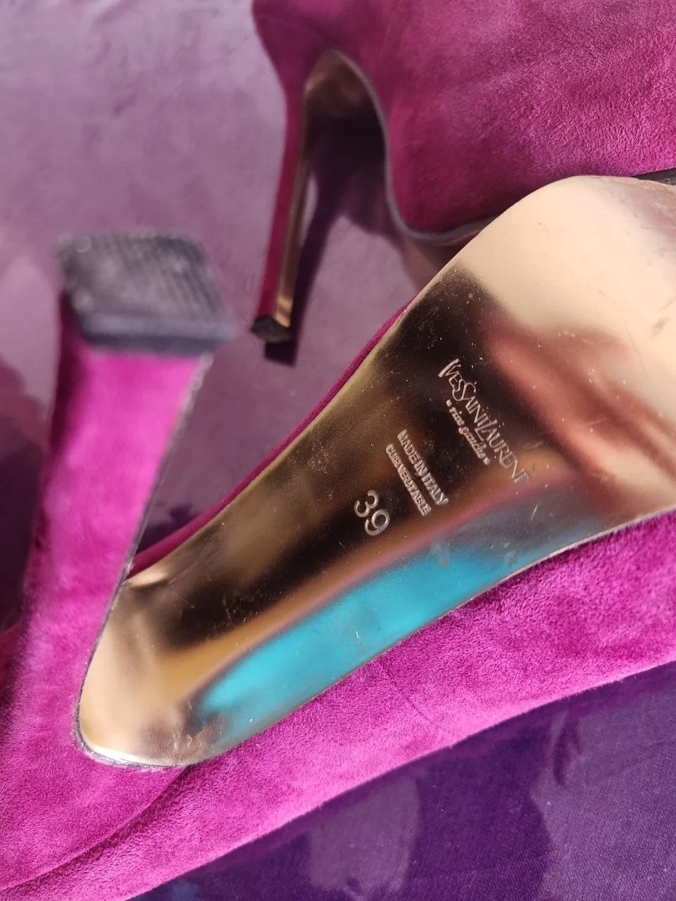 Туфли замшевые, каблук,Yves Saint Laurent, р. 39 - миниатюра 4