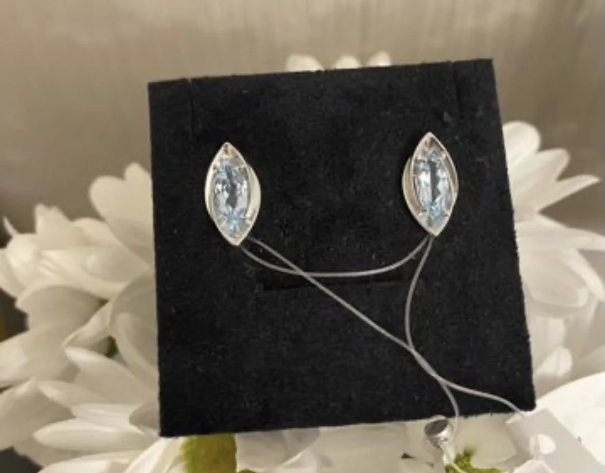 Серьги женские серебро 925 с топазом - миниатюра 2