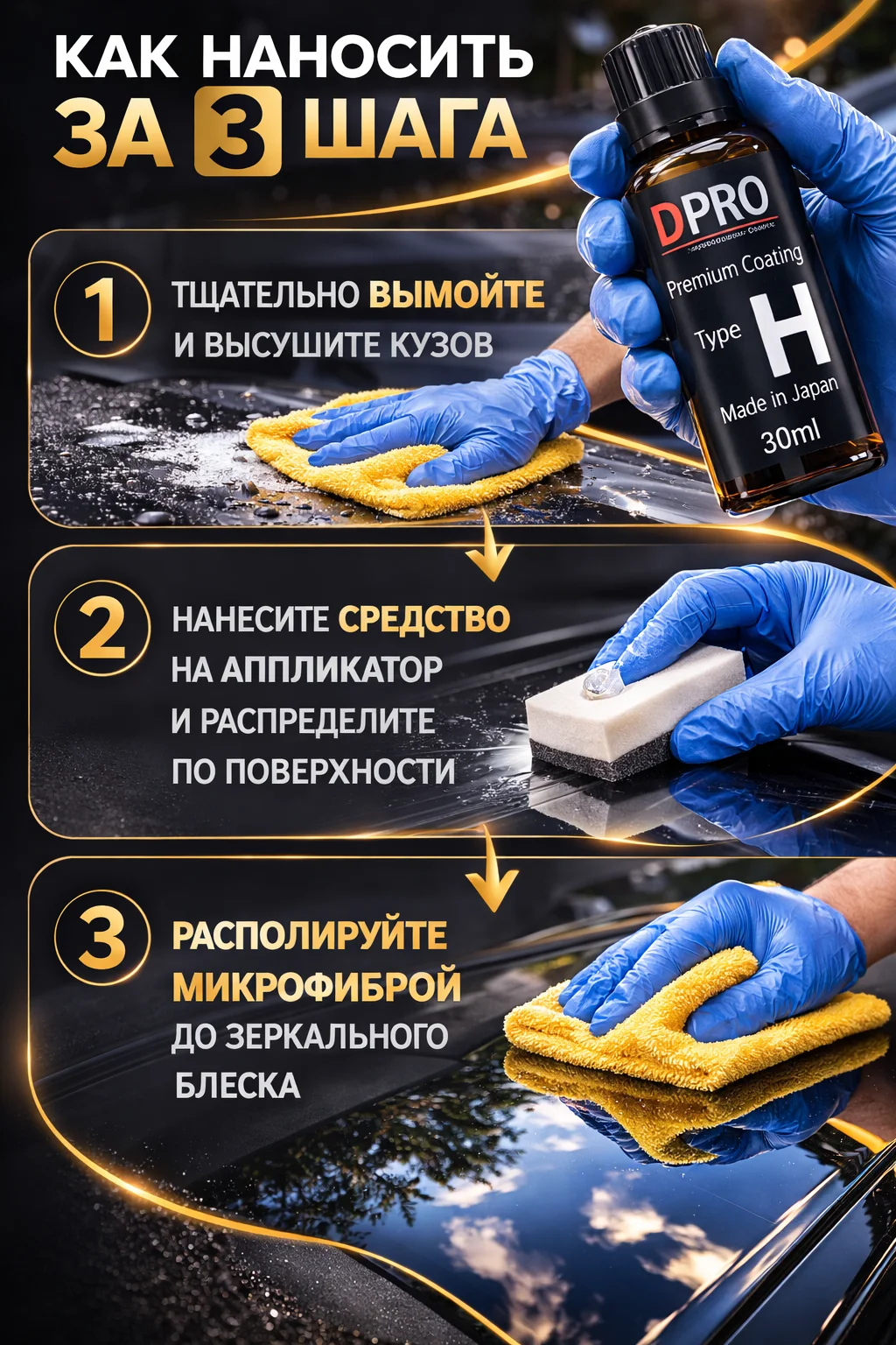 Керамическое покрытие для авто DPRO Premium Coatin - миниатюра 4