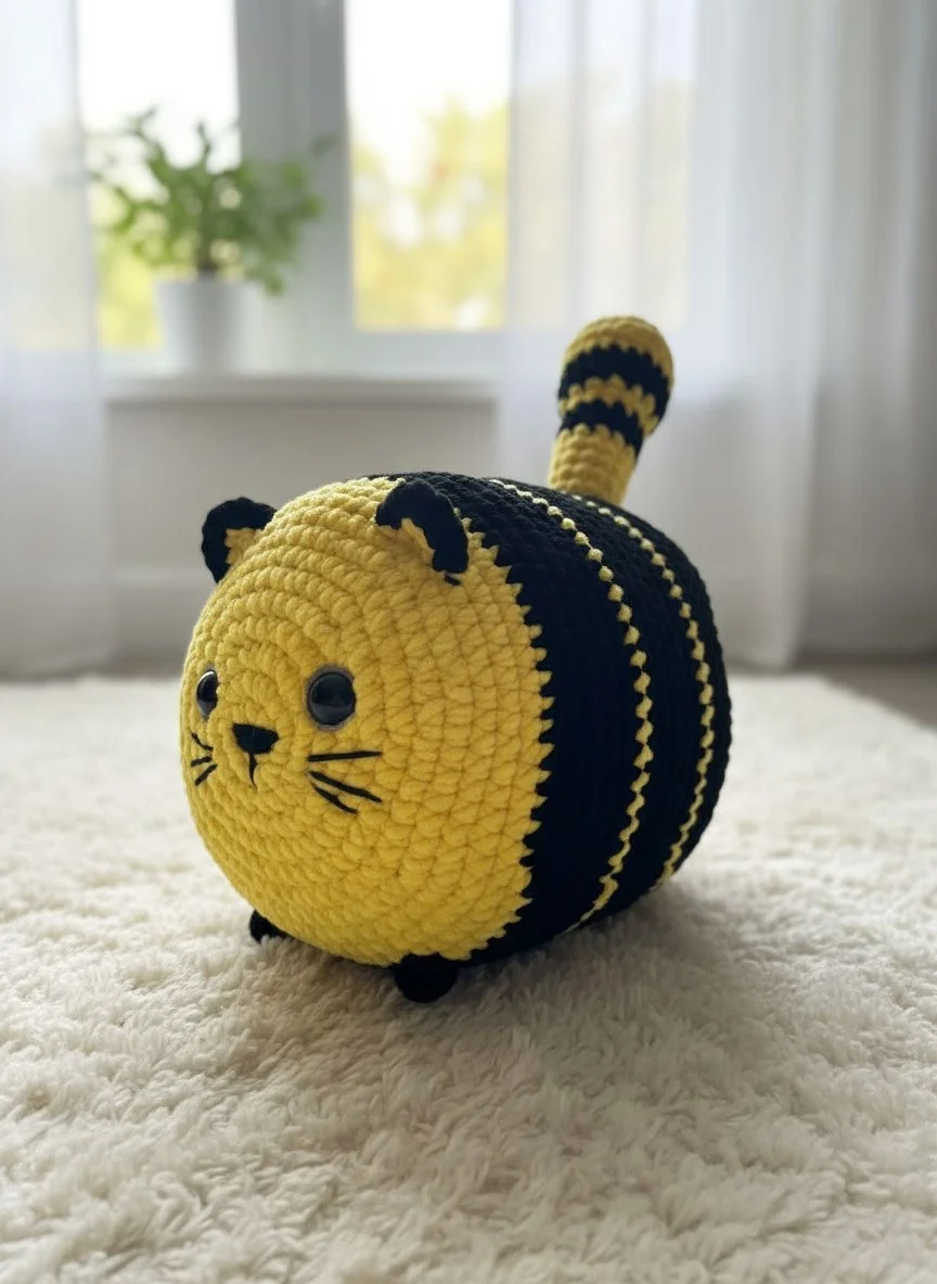 Вязаная игрушка кот батон пчела - изображение 1