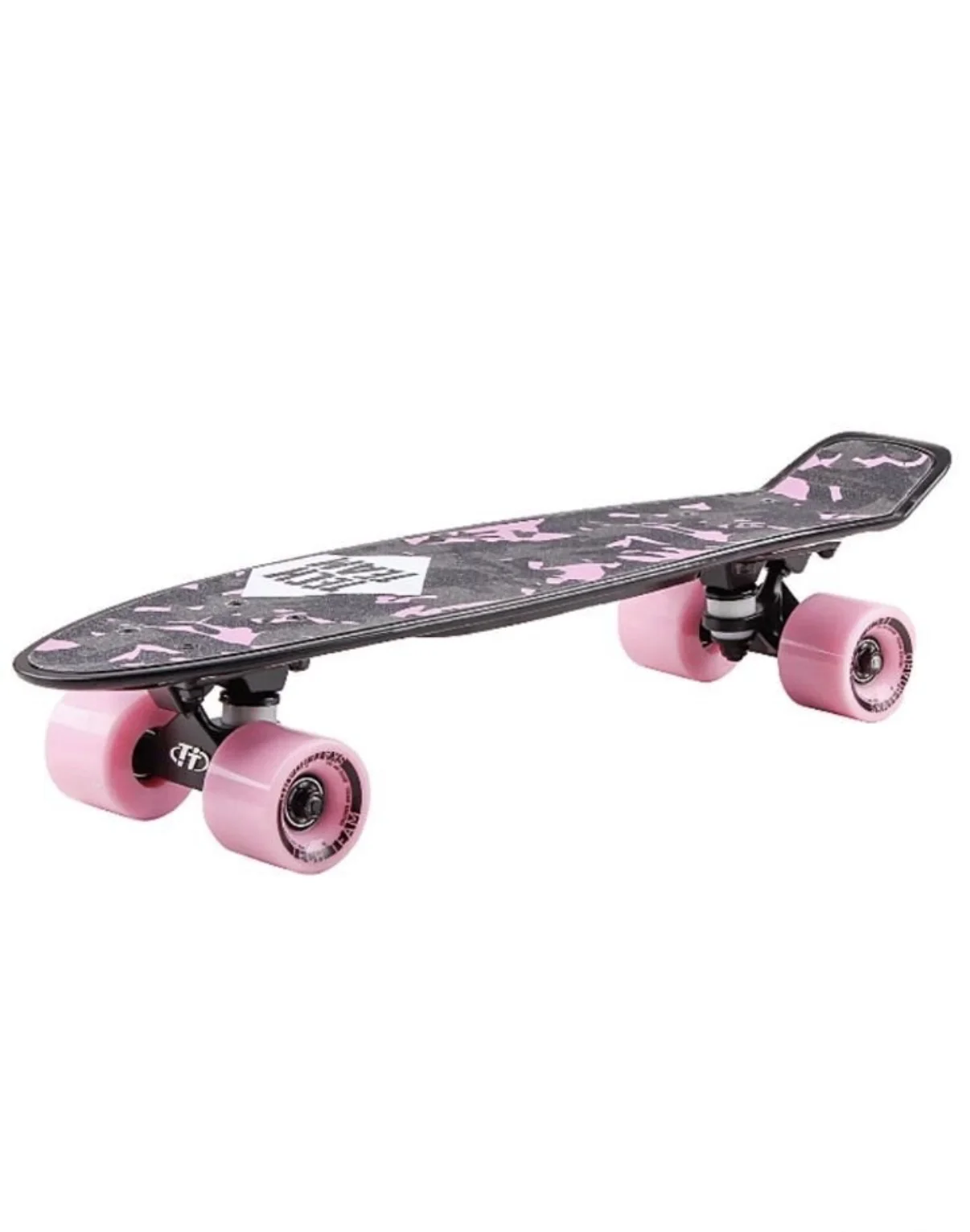 Скейтборд пластиковый Kiwi 22 black/pink с чехлом - изображение 1