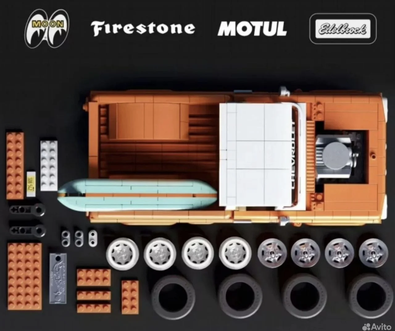 Hot wheels brick shop chevy pickup Mattel 1:16 - миниатюра 3