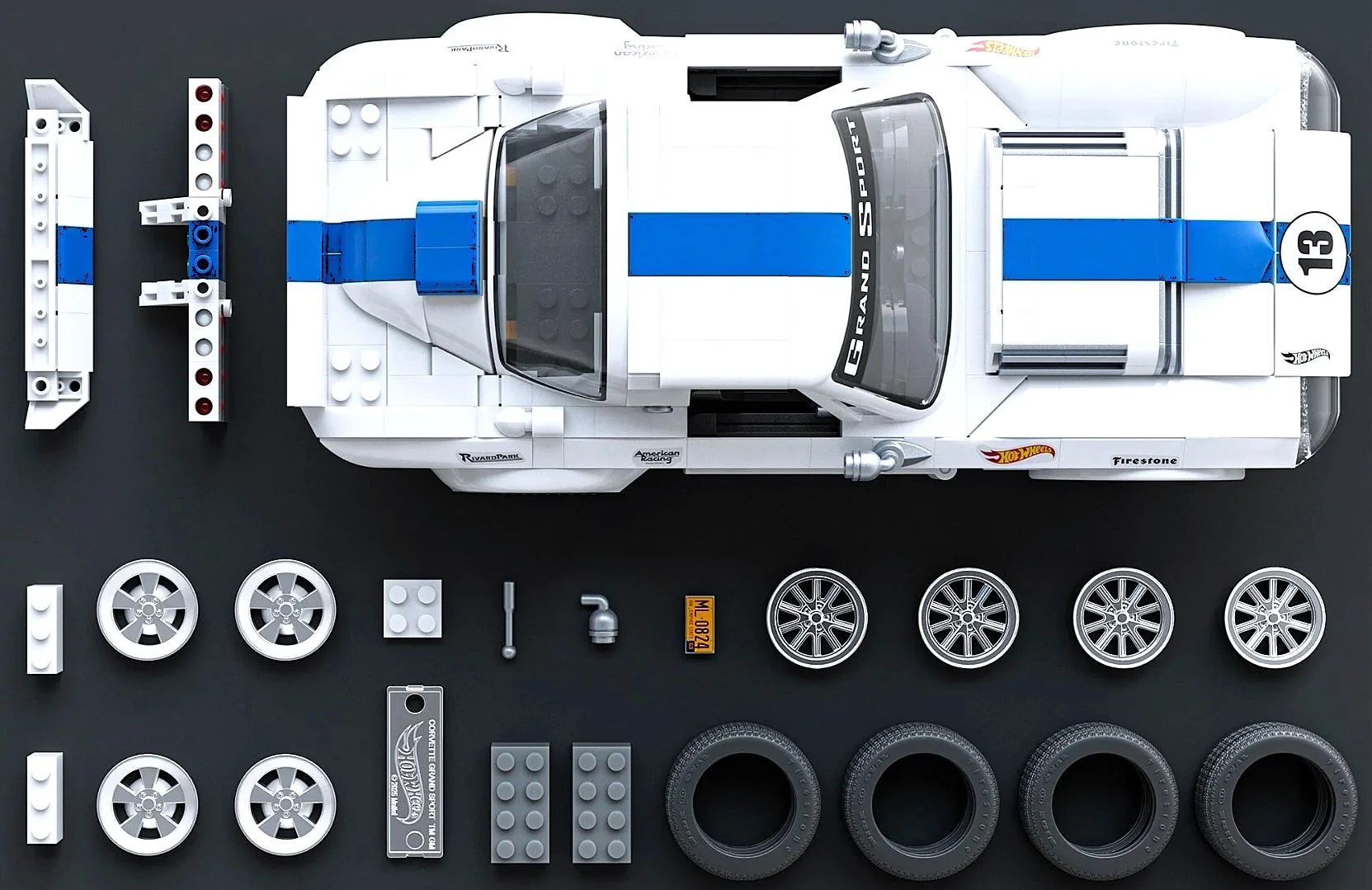 Hot Wheels Mattel Brick Shop Corvette GS 1:16 - миниатюра 4