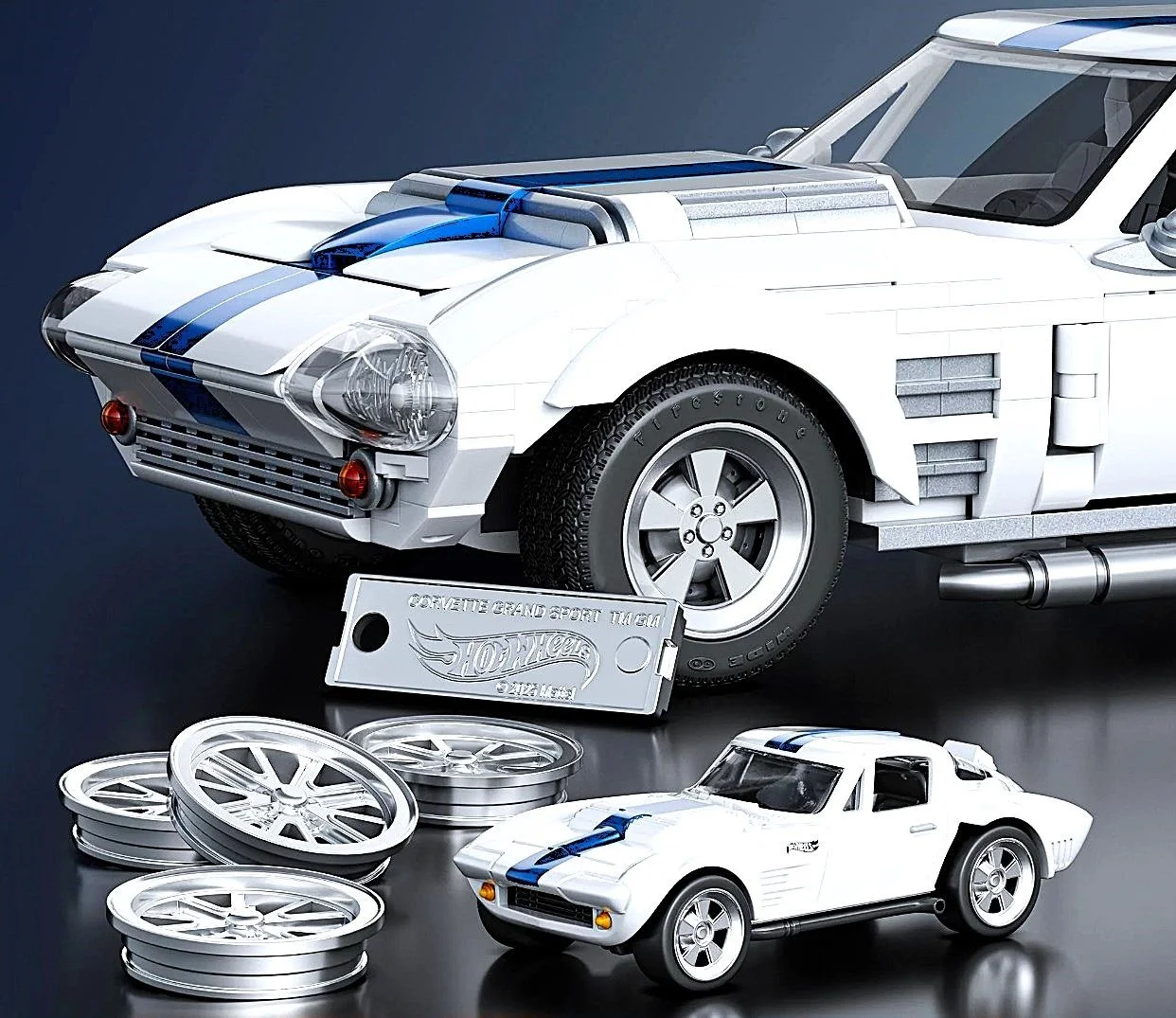 Hot Wheels Mattel Brick Shop Corvette GS 1:16 - миниатюра 6