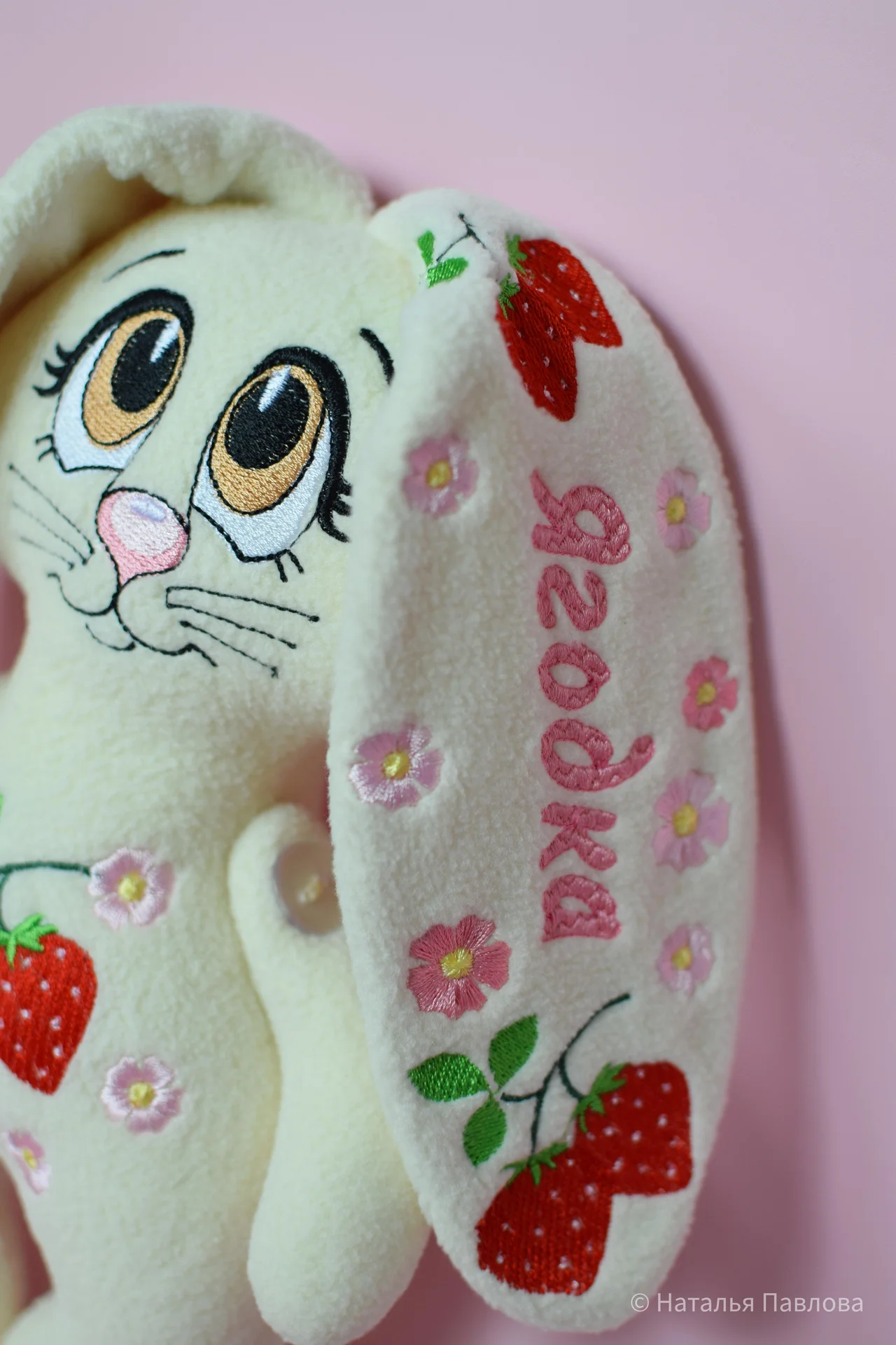 Мягкая игрушка заяц с вышивкой метрики - миниатюра 2