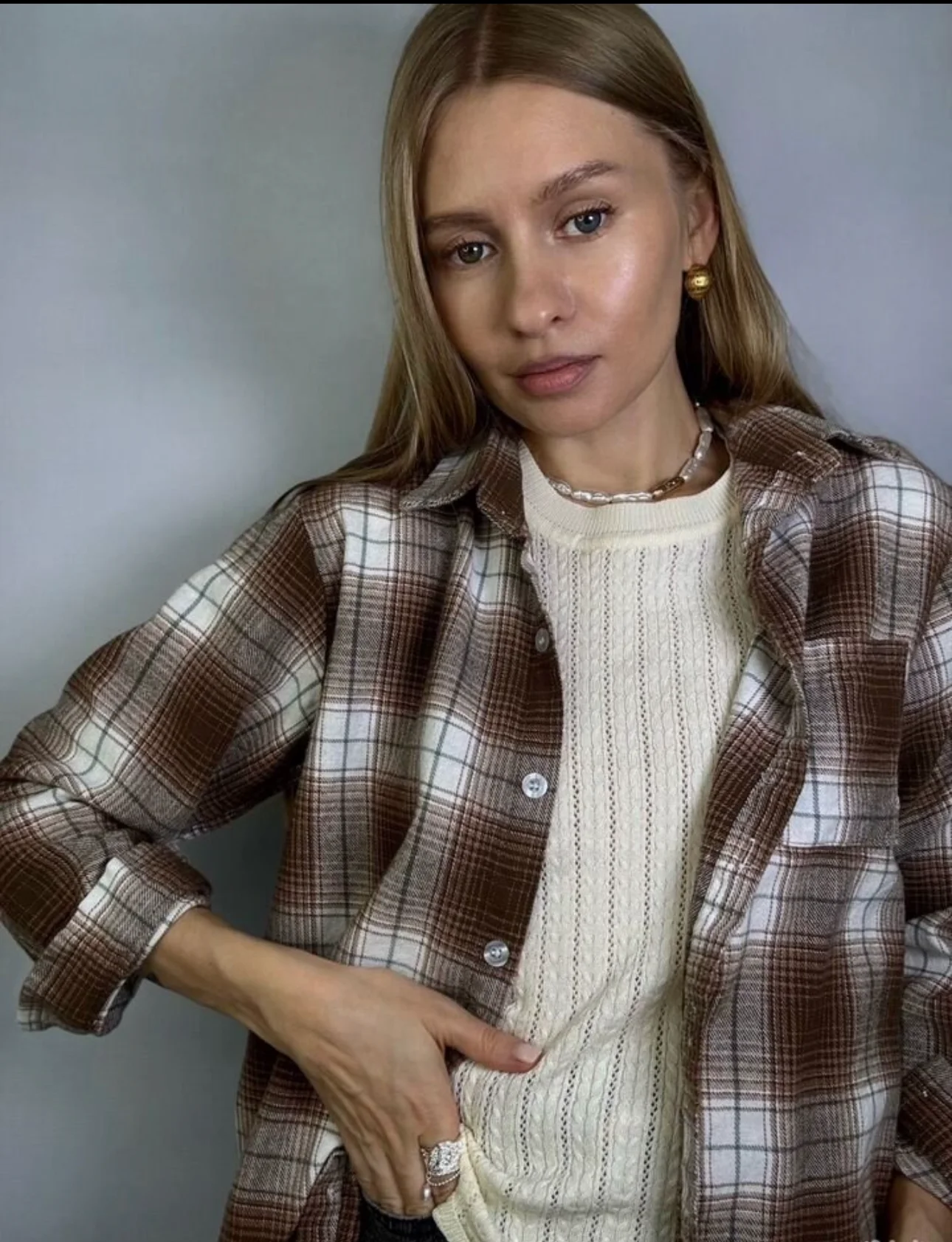 Рубашка в клетку женская