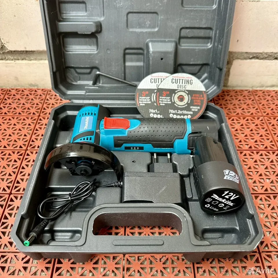 Мини УШМ болгарка Makita 2 аккумулятора 12V Новая - миниатюра 2