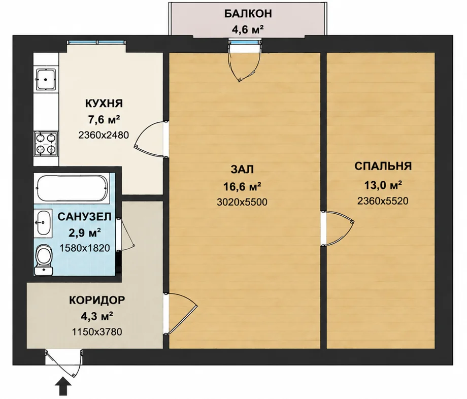 2-к квартира в центре Краснодара | Суворова 151 - миниатюра 6
