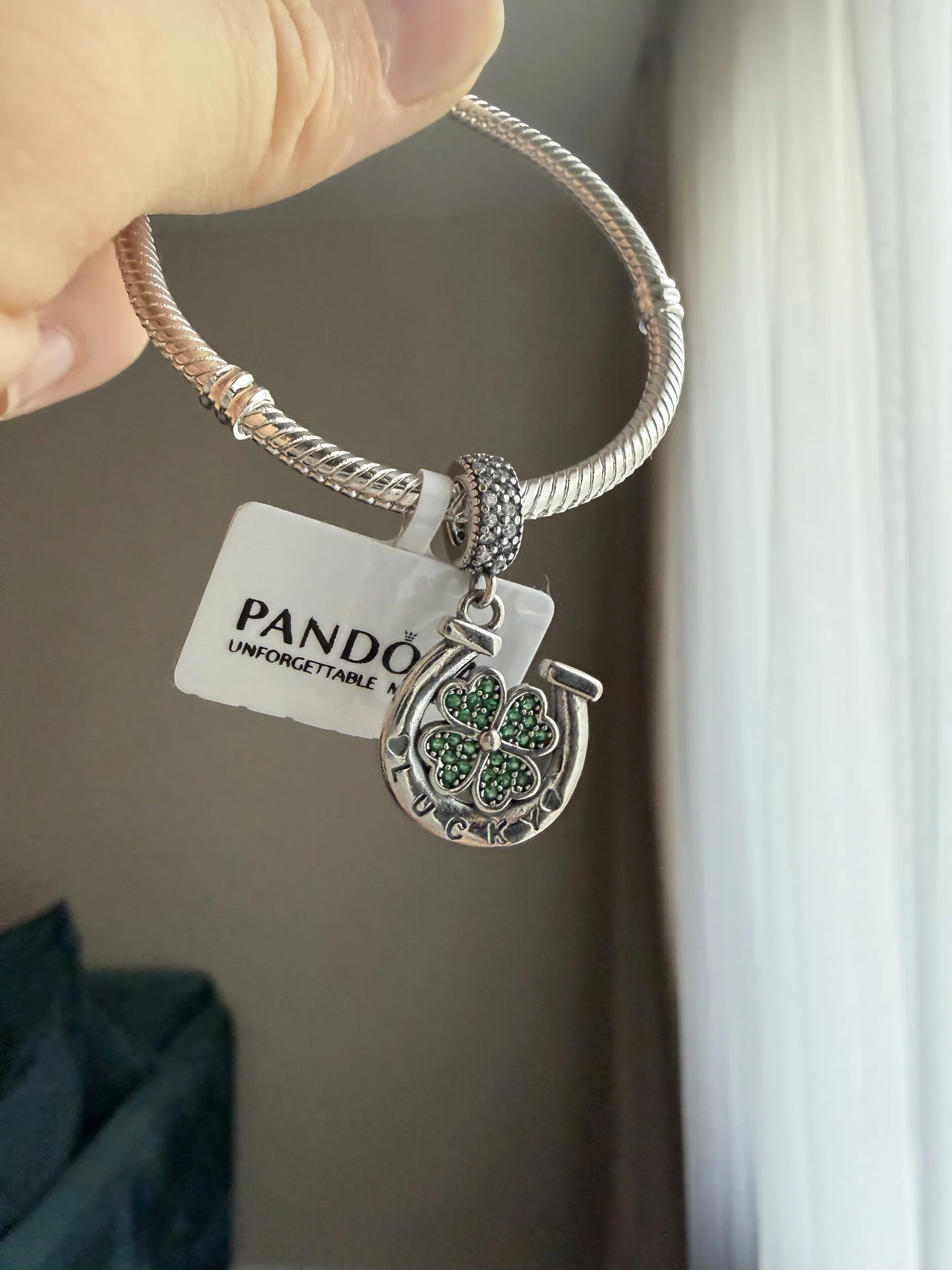 Шарм pandora новый серебро 925 подкова клевер - миниатюра 5