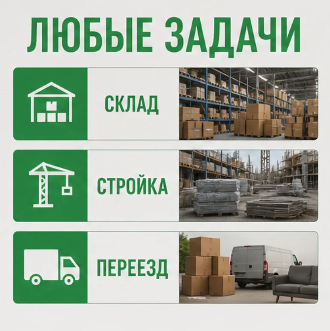 Грузчики/разнорабочие СПб Переезд/стройка/склад - миниатюра 3