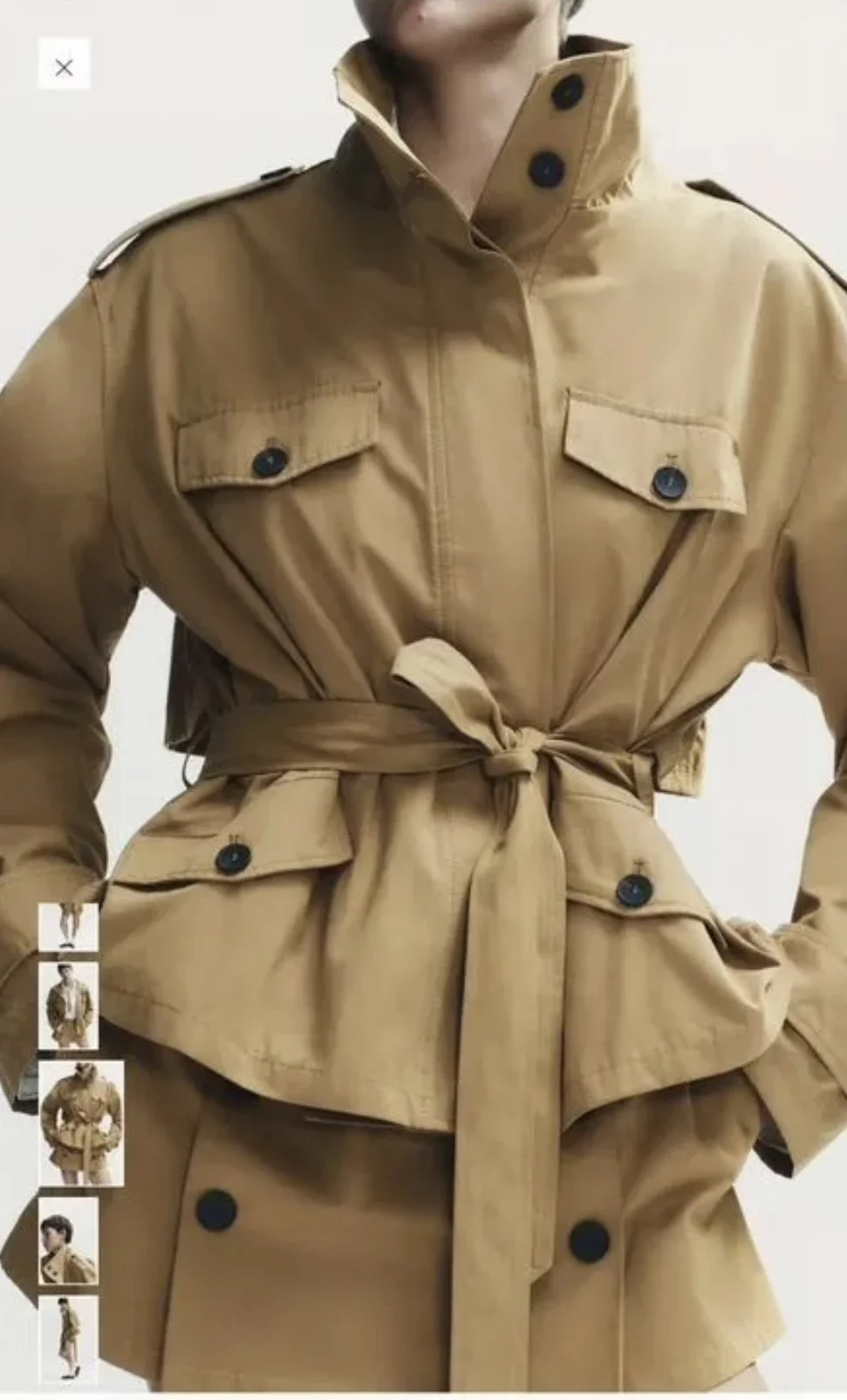 Тренч укороченный Zara S - миниатюра 3