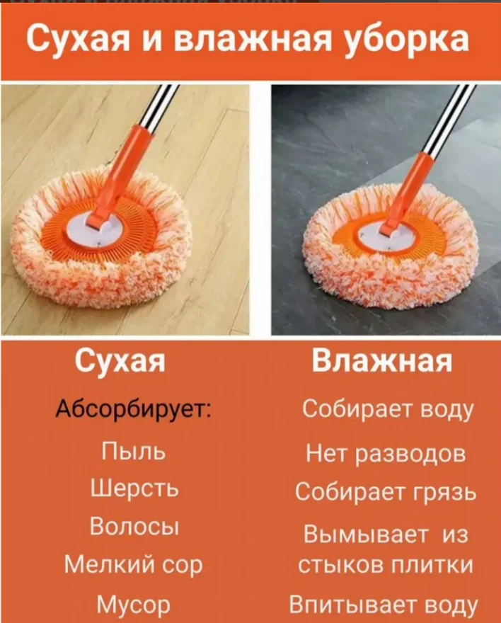 Насадка тряпка на круглую швабру - миниатюра 2