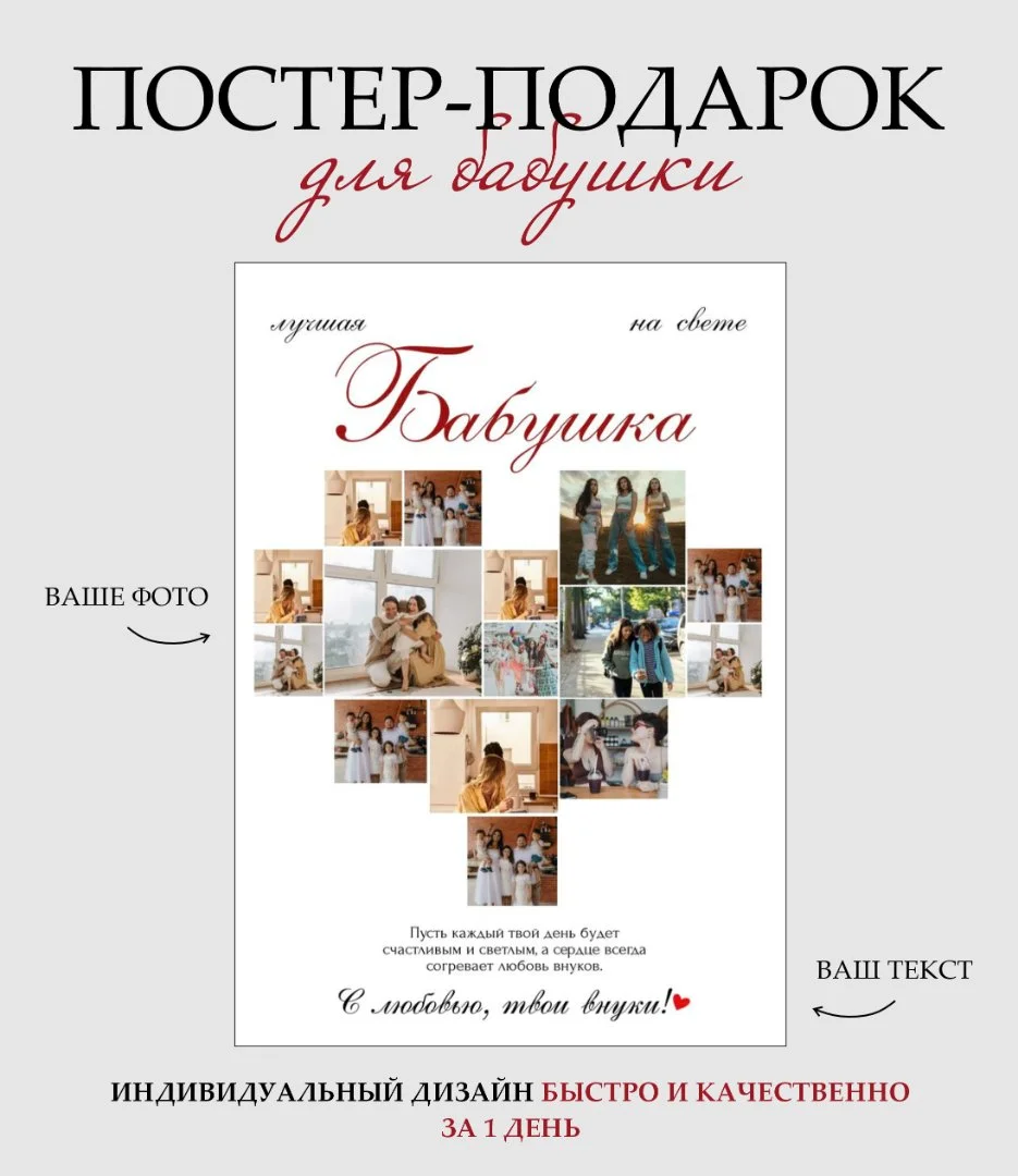 Постер с фото на заказ Подарок маме Дизайн - миниатюра 3