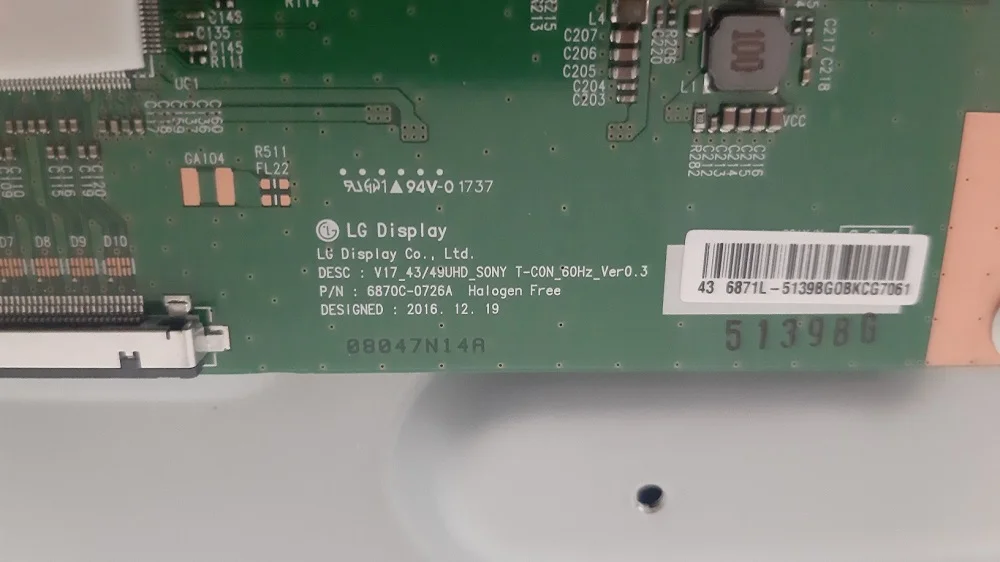 матрицы LC430EQY-SMA1. LC430EQY-SMA2 LC430EQY-SKA1 - миниатюра 7