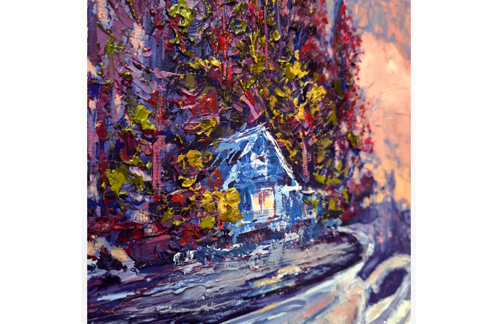 Картина маслом природа пейзаж "Закат на ладони" 25 х 35 - миниатюра 3
